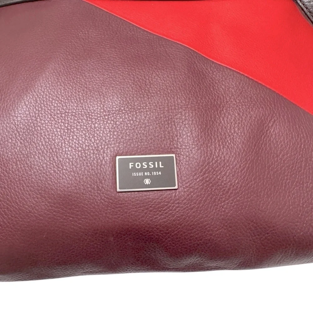 Fossil Dawson Foldover Colorblock Leather Convertible Tote Shoulder Bag‎